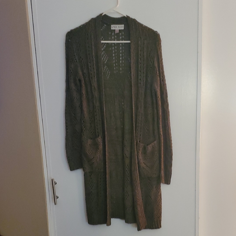 Knox Rose Women's Elegant Long Brown Cardigan